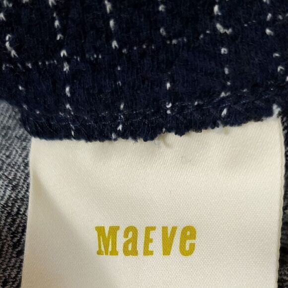 Maeve Navy Blue & White Checked Tweed Pencil Skirt - Picture 7 of 7